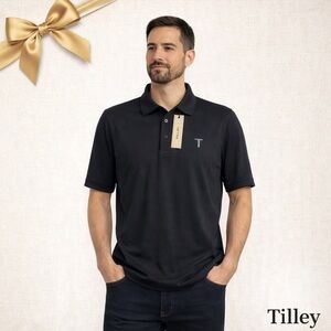 Tilley Golf Highland Polo Shirt Men's Black Size Medium